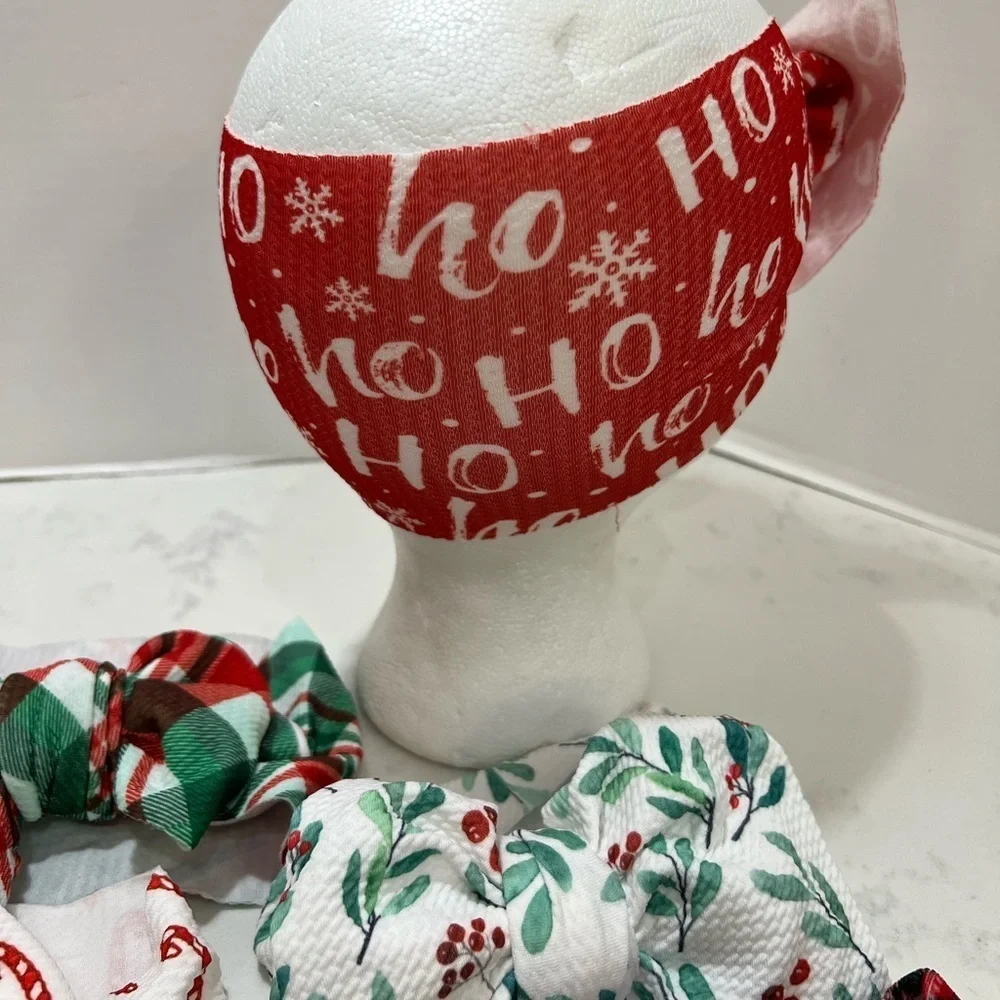 Festive Holiday Bow Headbands. Set of 5